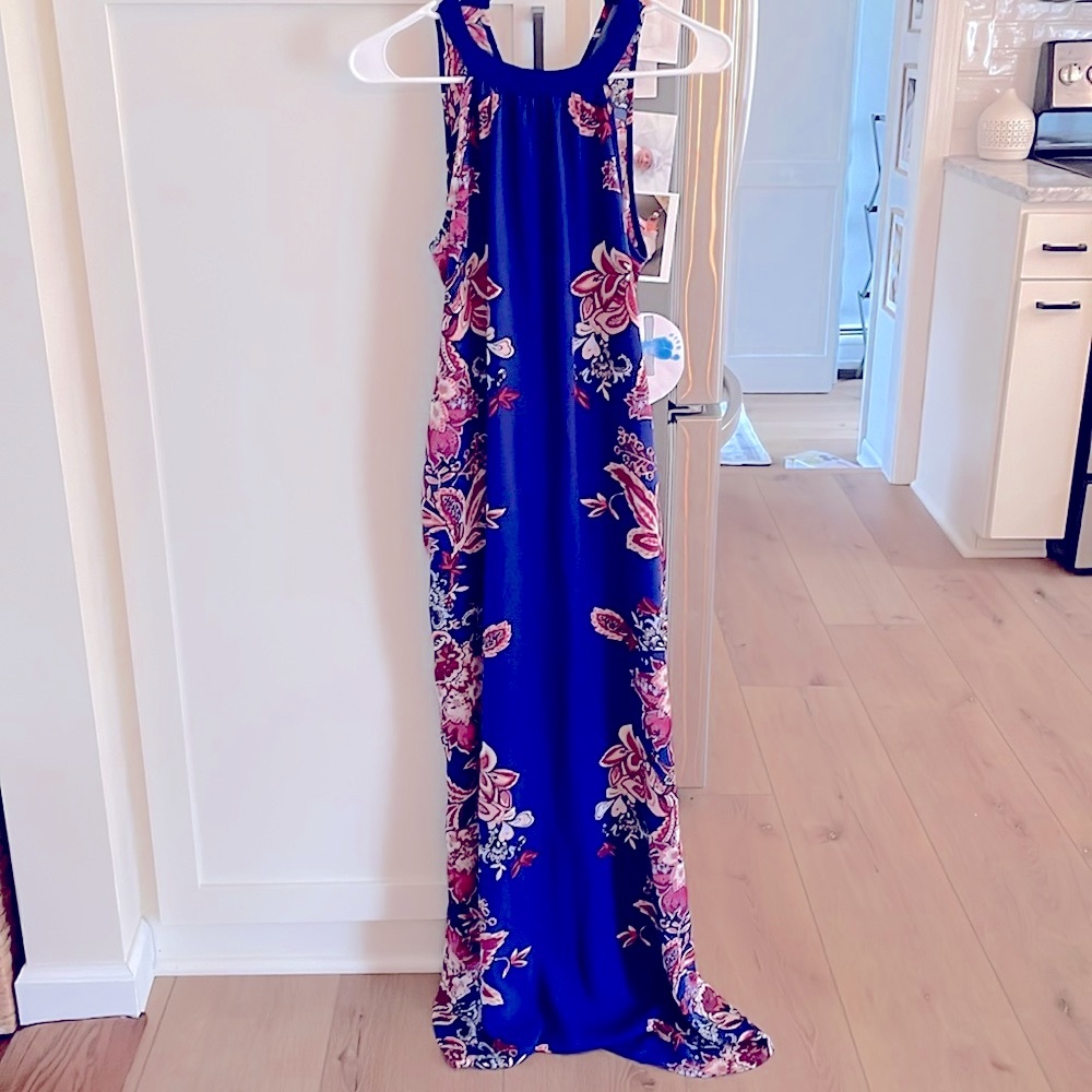 Blue Floral Maxi Dress XS